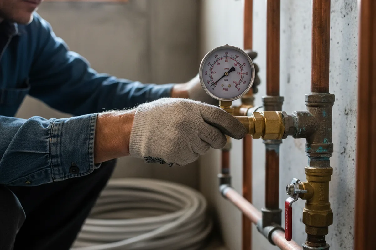 Pressure testing a repaired line during Water Line Repair in Walton